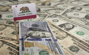 This is a picture of the CA flag and $1 bills.